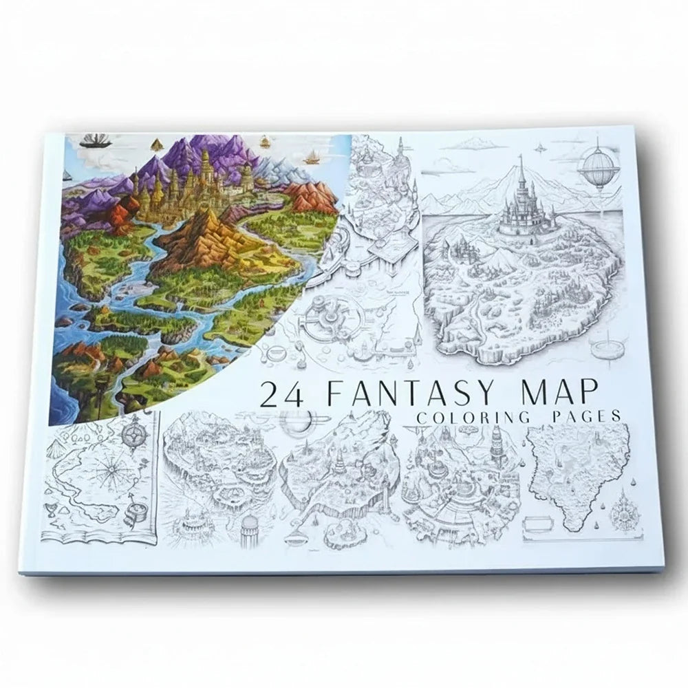 A4 Fantasy Map Coloring Book Adult Stress Relief Drawing Graffiti
