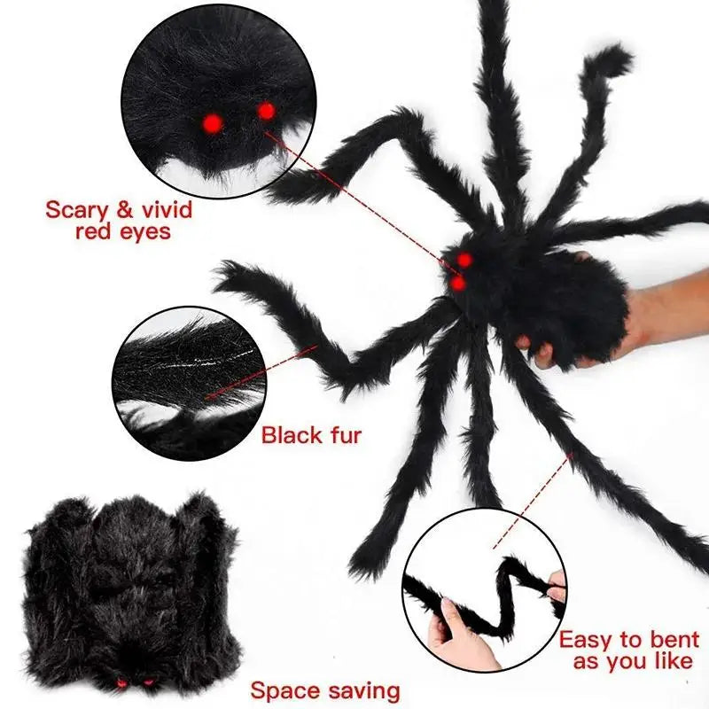 30cm Giant Black Spider Halloween Decoration & Haunted Prop