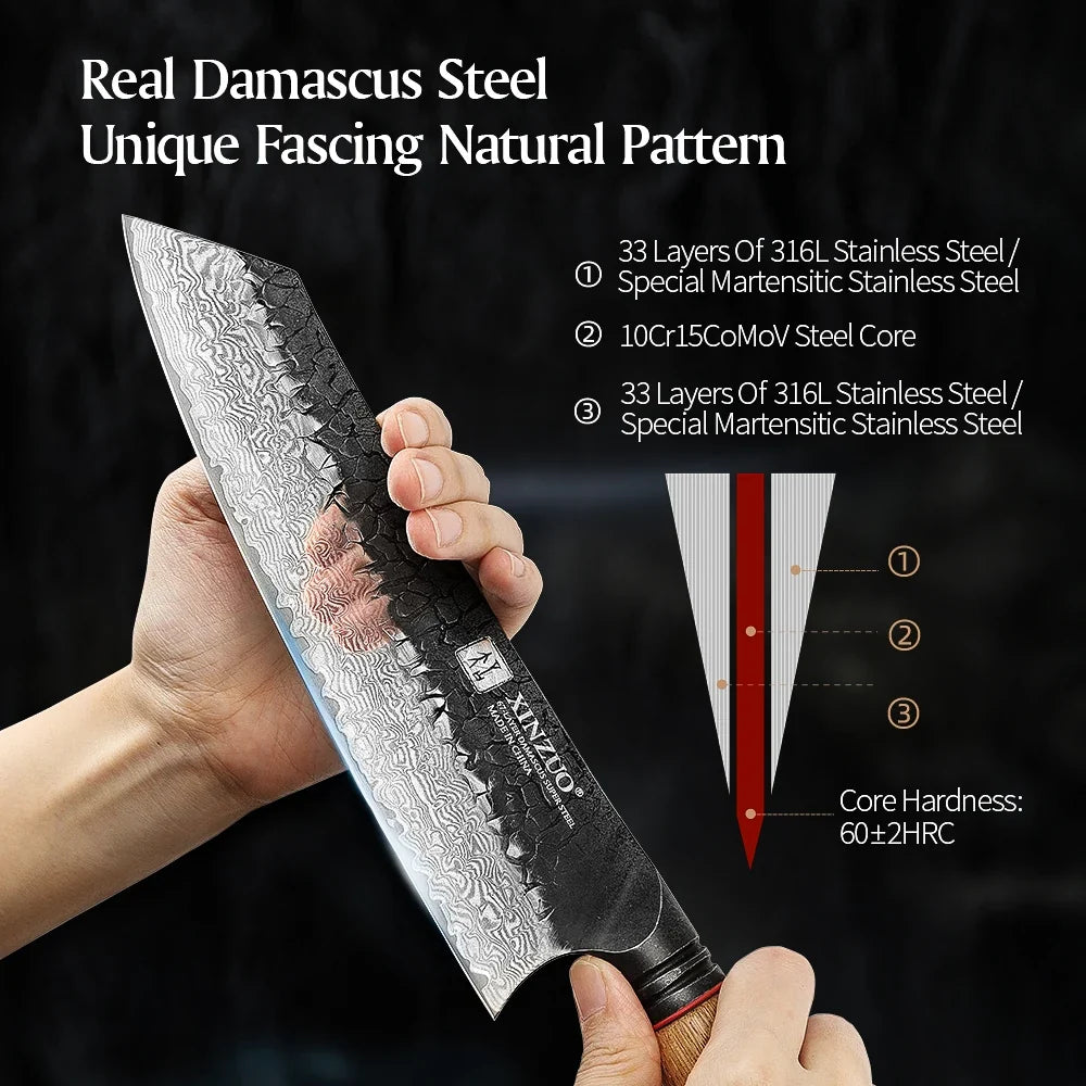 XINZUO 8.31" Bunka Knife – 67-Layer Damascus Steel Chef Knife