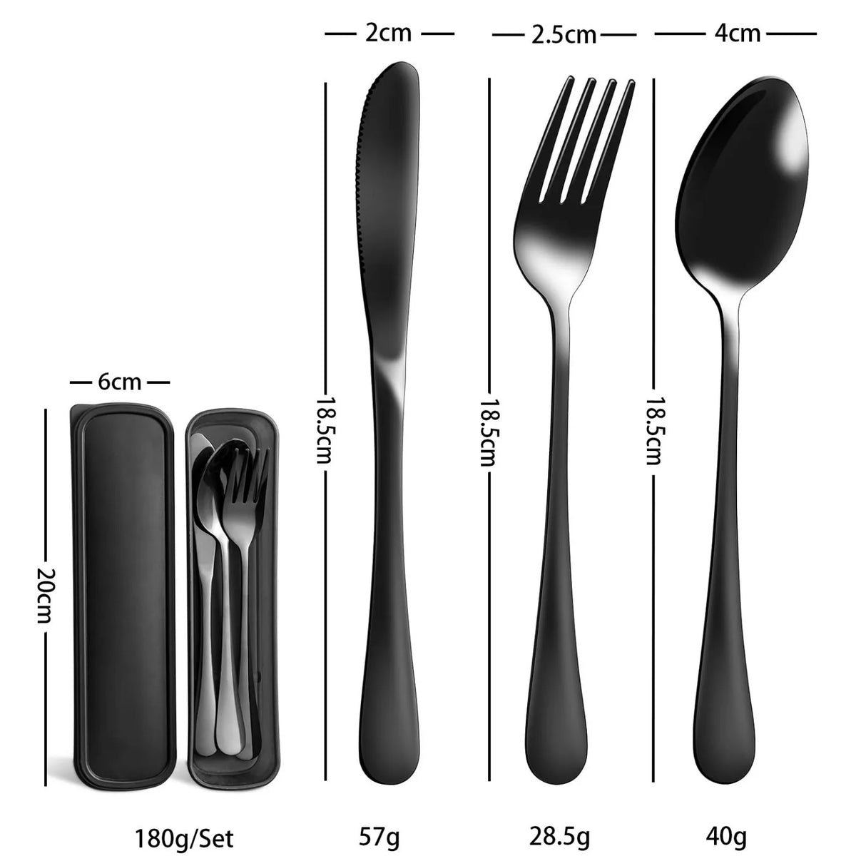 3-Piece Stainless Steel Travel Flatware Set with Storage Box