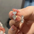 Huitan Double Heart CZ Dangle Earrings for Women | Drop Jewelry
