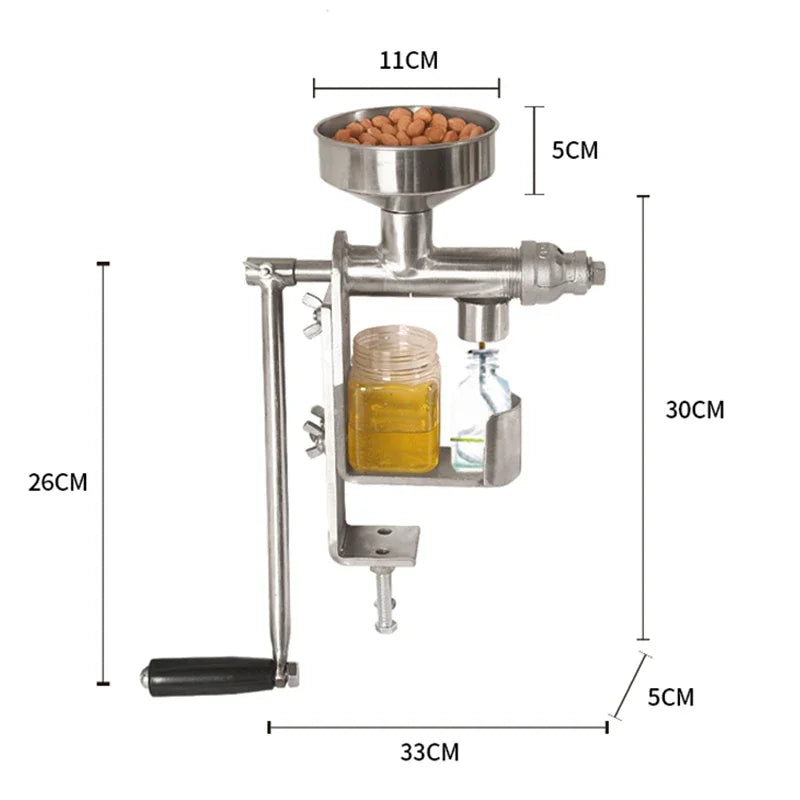 Manual Hand-Crank Oil Press | 304 Stainless Steel | 3KG