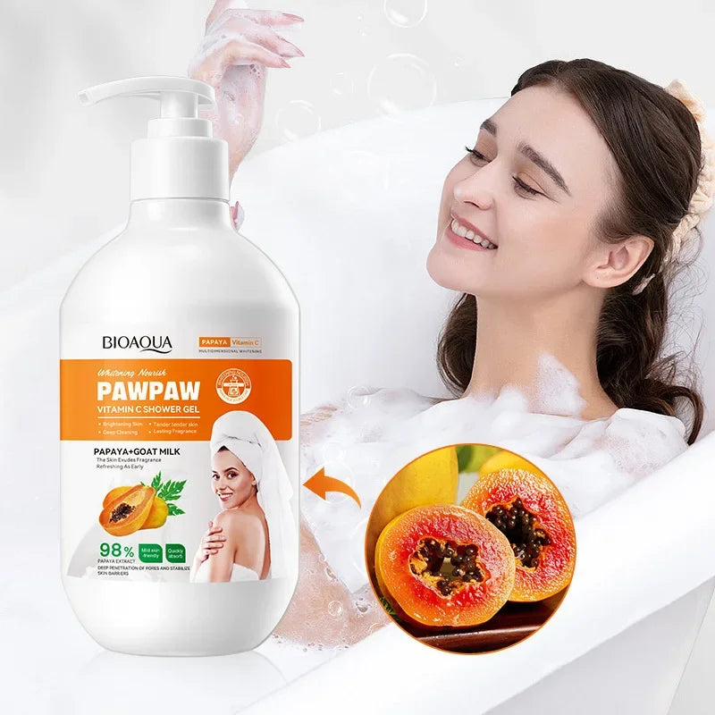 SADOER Papaya Vitamin C Body Wash & Bath Salt Set 480ml