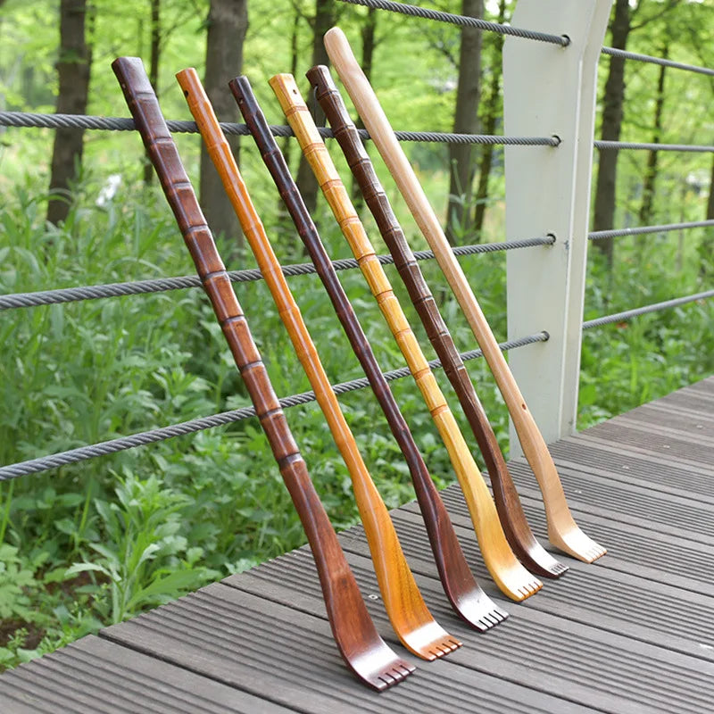 Bamboo Wood Back Scratcher – Long Handle Body Massager