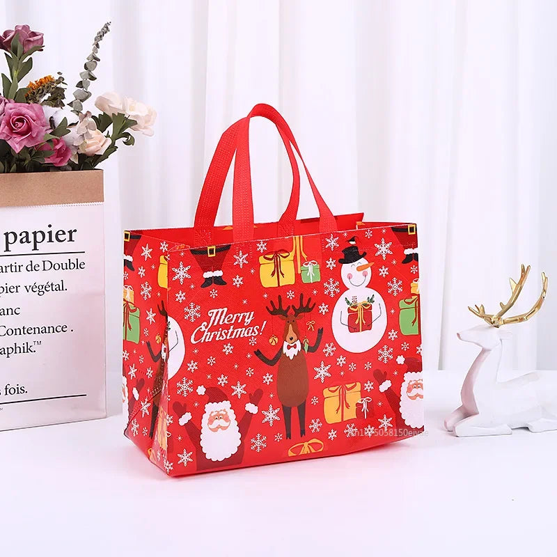 Christmas Bag Santa Elk Snowflake Design Tote Packaging Thickened