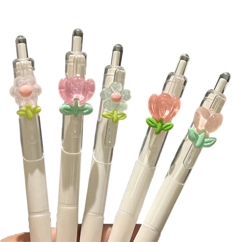 Kawaii Tulip Gel Pen – Smooth 0.5mm Quick-Dry Aesthetic Pen