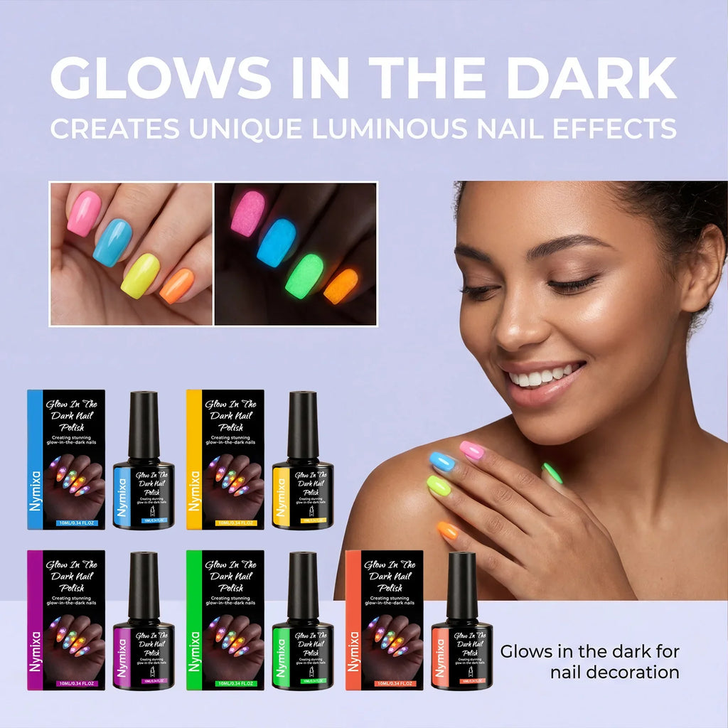 Nymixa Glow in the Dark Fluorescent Nail Polish – 5 Neon Colors