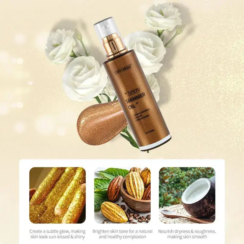 SAM SUGAR Pearl Rose Gold Shimmer Body Oil & Face Highlighter