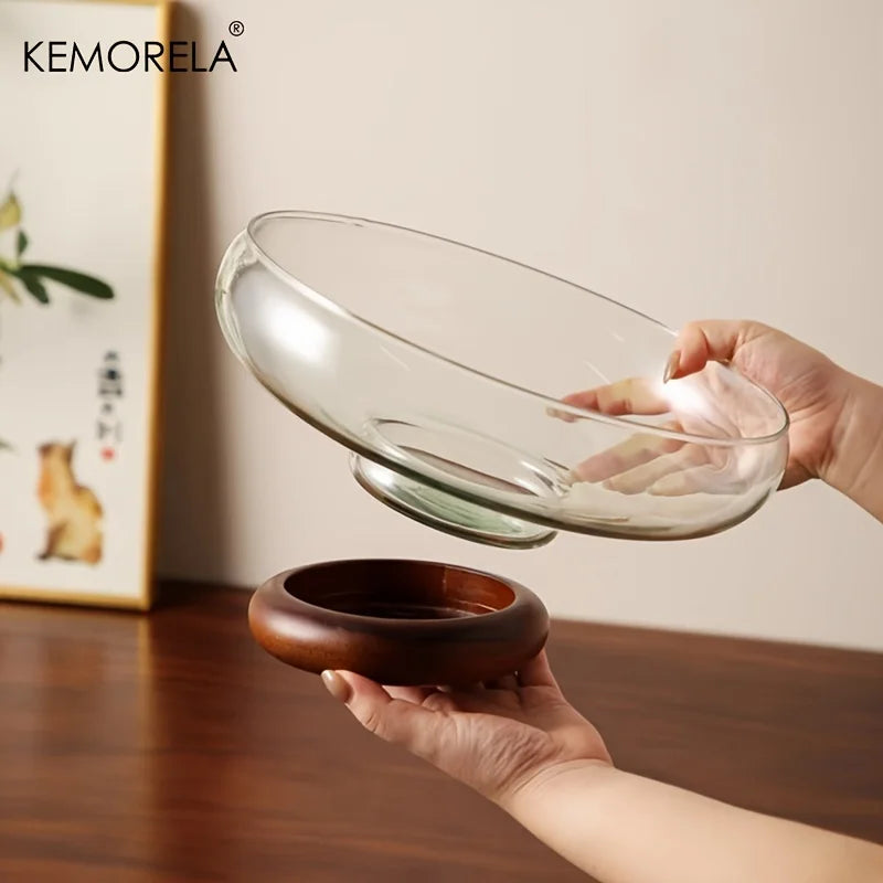 KEMORELA Glass Fruit Bowl – Stackable Footed Kitchen Decor