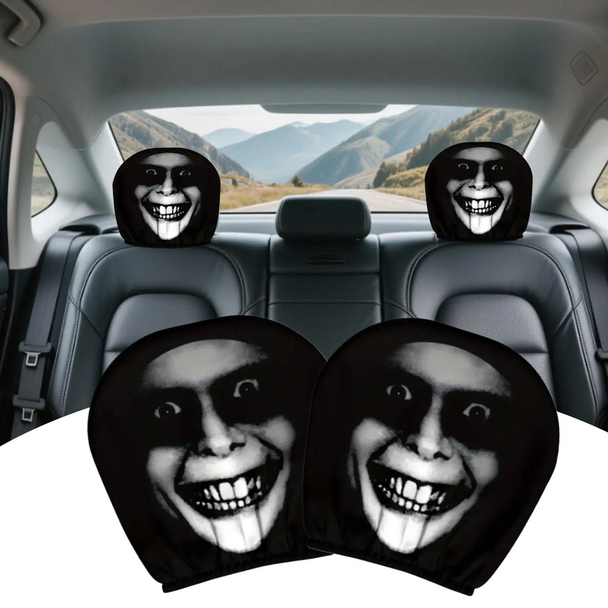 Car Head Rest Covers Halloween Seat Protector Funny Vehicle
