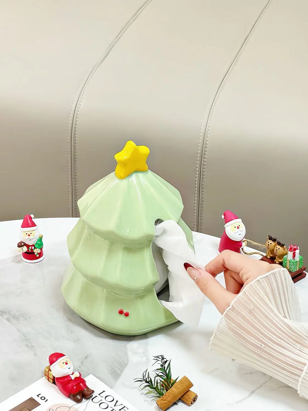 Creative Ceramic Tissue Box Christmas Tree Festive Atmosphere Napkin