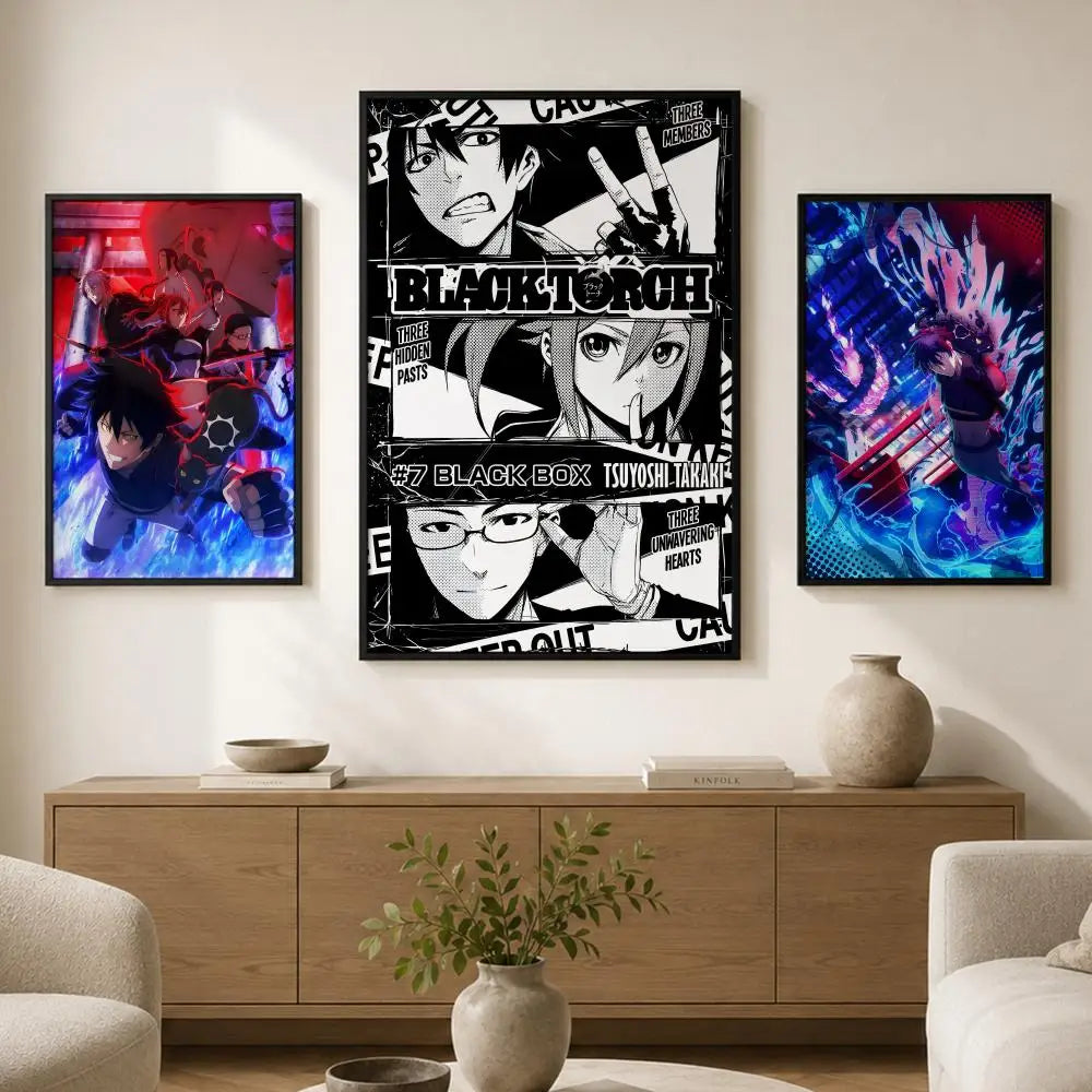 Black Torch Manga Waterproof PVC Peel & Stick Wall Poster