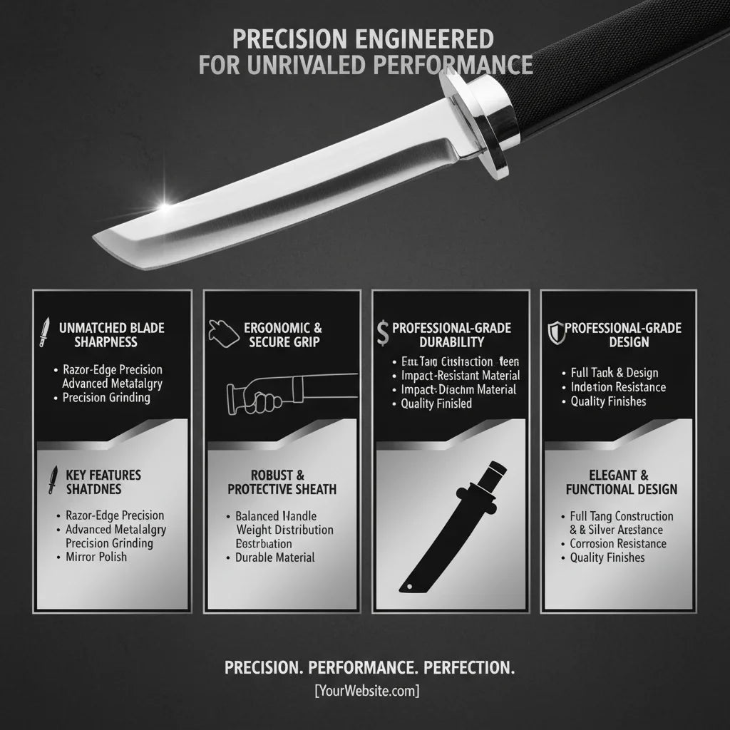 Japanese Fixed Blade Camping Survival Knife | Dragon Bone 22.5cm