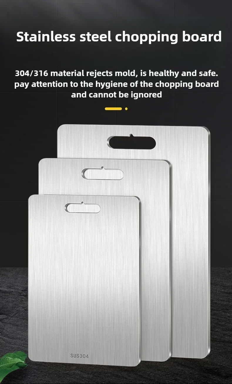316 Stainless Steel Cutting Board – Reversible 2-in-1 Non-Slip