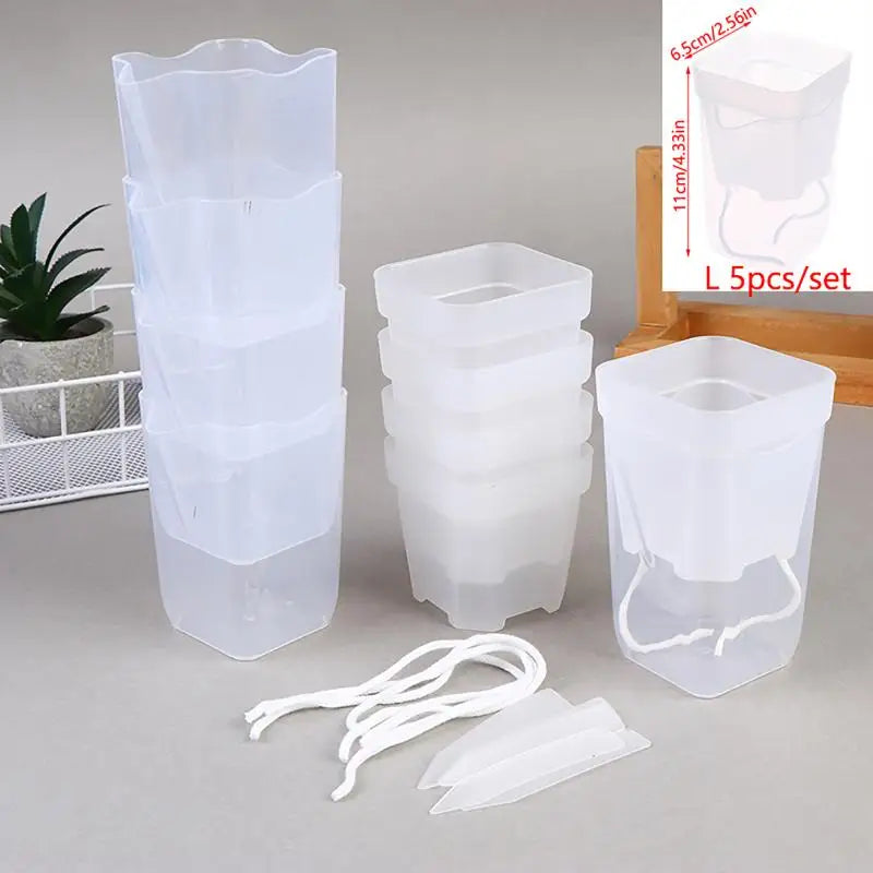 Clear Self Watering Plant Pot Plants Double-layer Flower Pots Planter