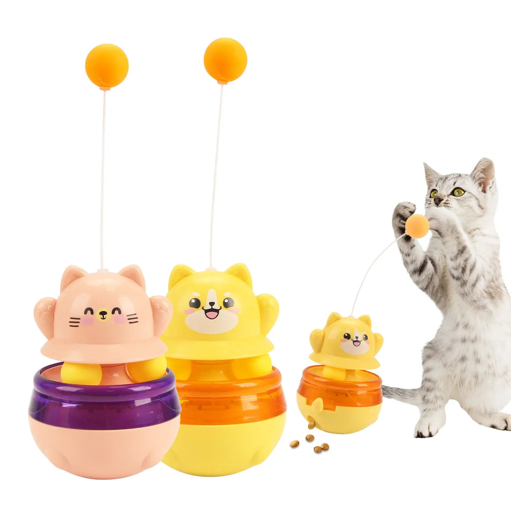 Pet Untoppleable Doll Cat Fun Intelligence Teasing Stick Leaky Food