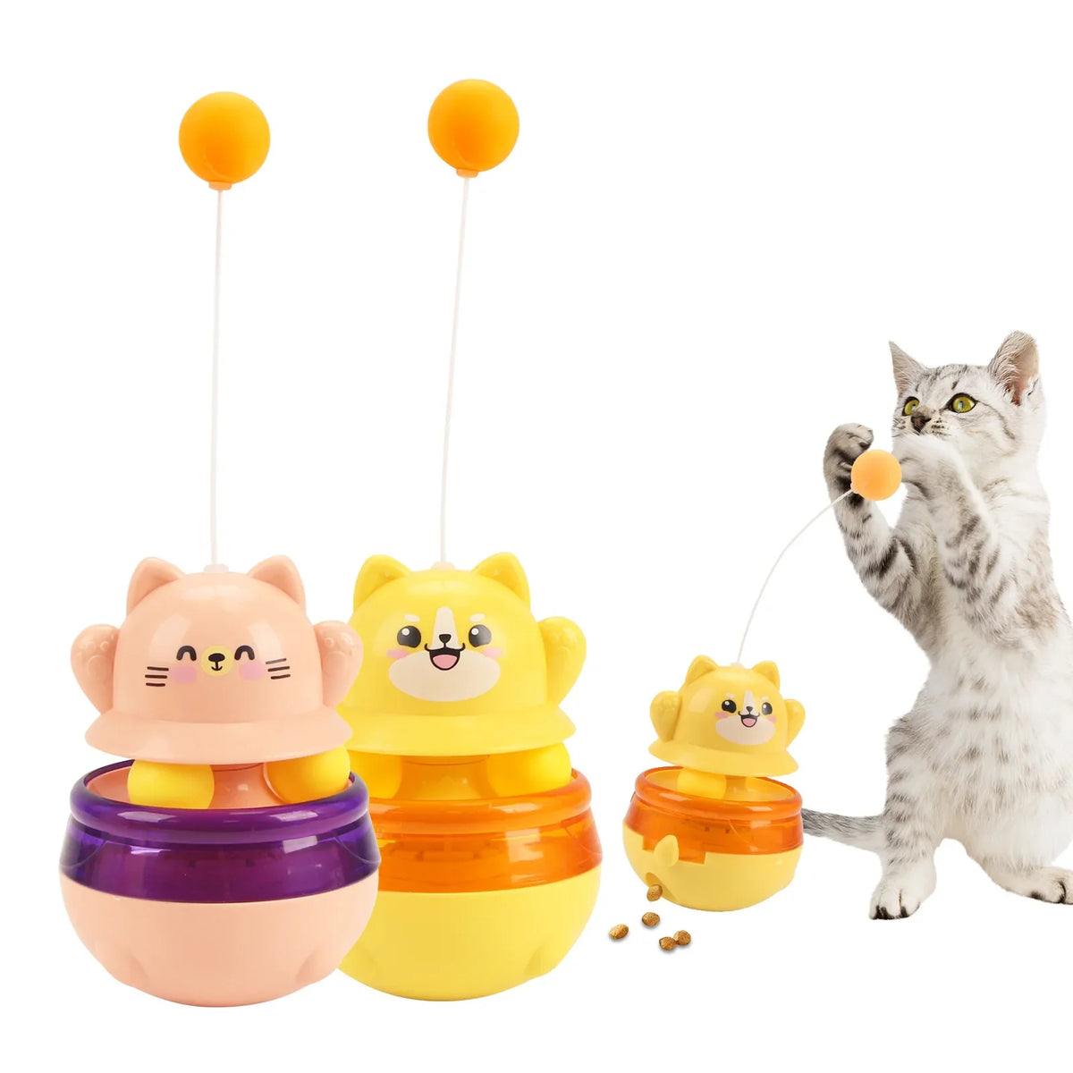 Pet Untoppleable Doll Cat Fun Intelligence Teasing Stick Leaky Food
