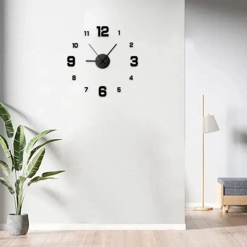 3D Frameless Acrylic Wall Clock – Large Silent Home Decor