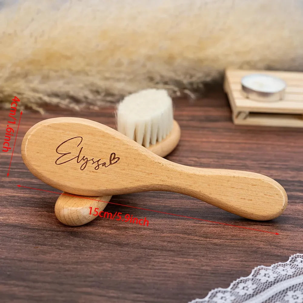 Custom Engraved Wooden Baby Hairbrush | Personalized Keepsake