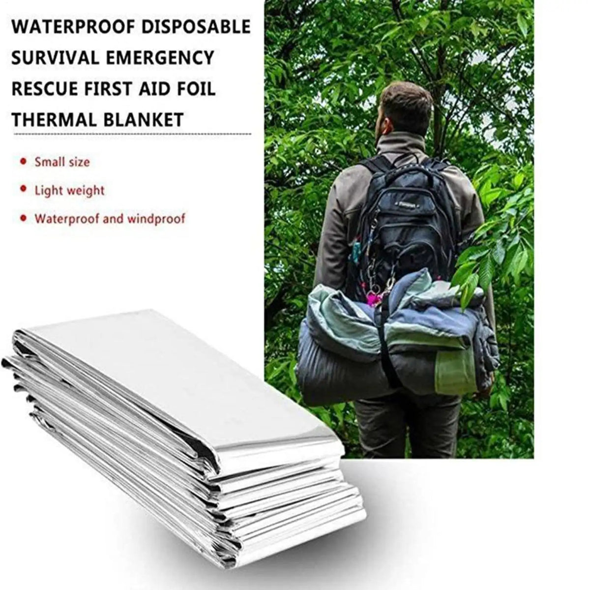 Emergency Thermal Survival Blanket – Waterproof Foil for Camping