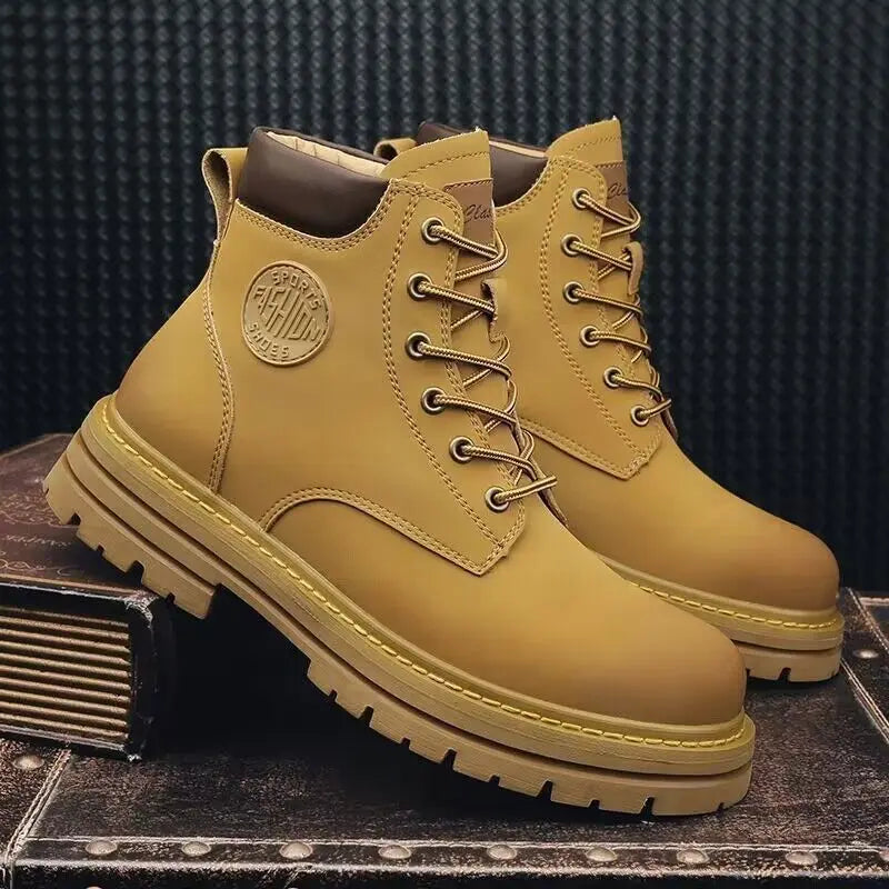 Men's High-Top Lace-Up Motorcycle Desert Boots | YBQJOO