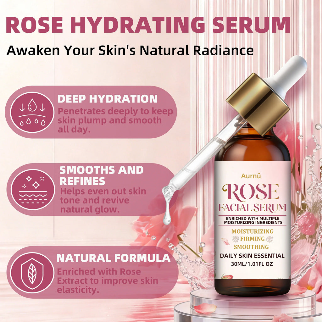 Aurnü Rose Facial Serum – Hydrating & Nourishing, All Skin Types