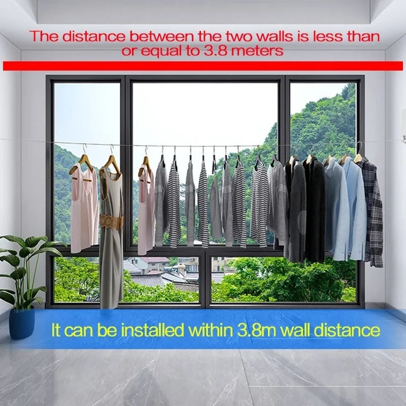 Retractable Clothesline Wall-Mount Space-Saving Clothes Drying Rack