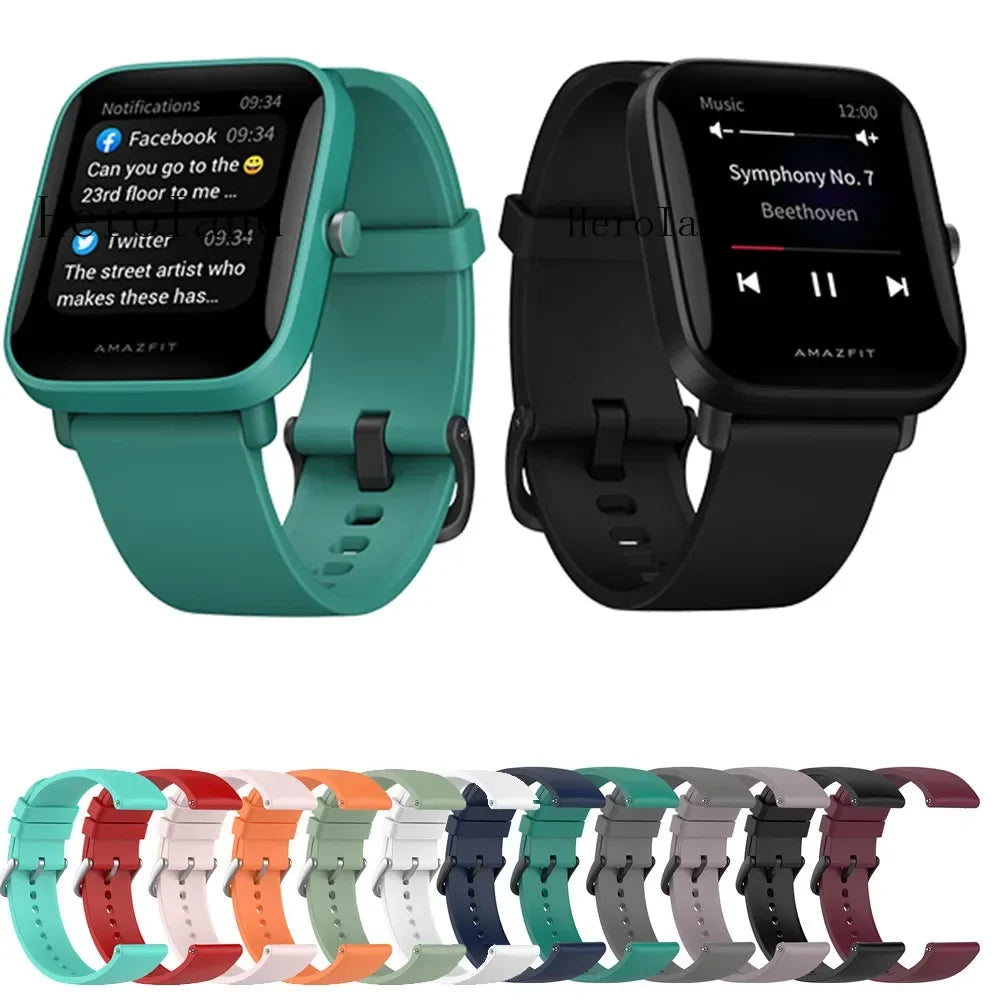 Silicone Watch Band for Amazfit Bip U/S, GTR & Samsung 20/22mm