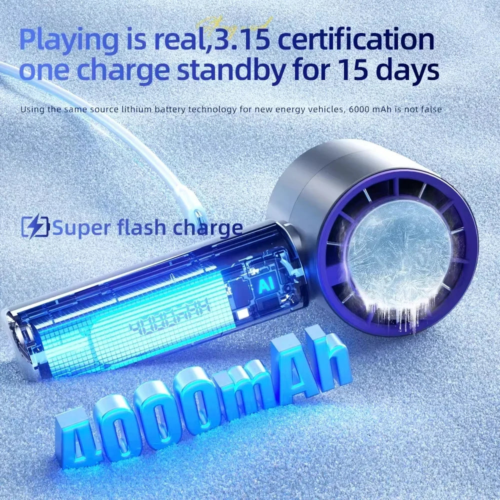 HOMEFISH Semiconductor Cooling Handheld Fan 4000mAh USB Rechargeable