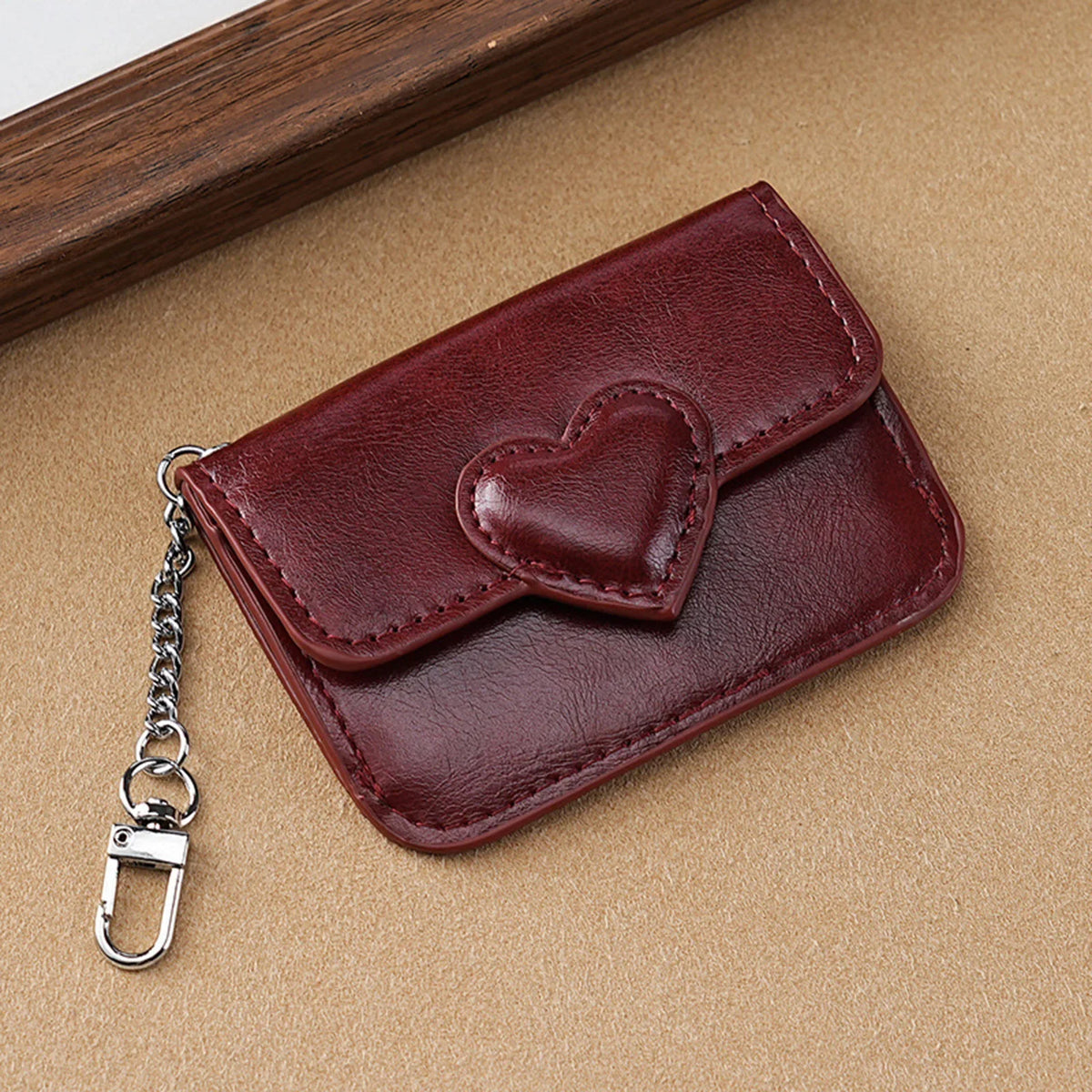 Women's Heart Chain Wallet | Card Slots & Zippered Coin Pocket