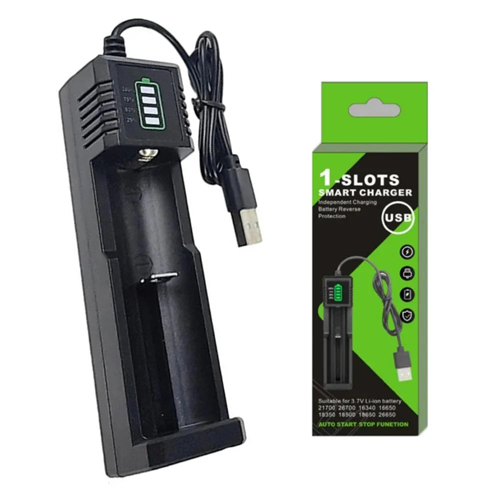 USB Smart Battery Charger 1/2/4-Slot – 18650 21700 26650