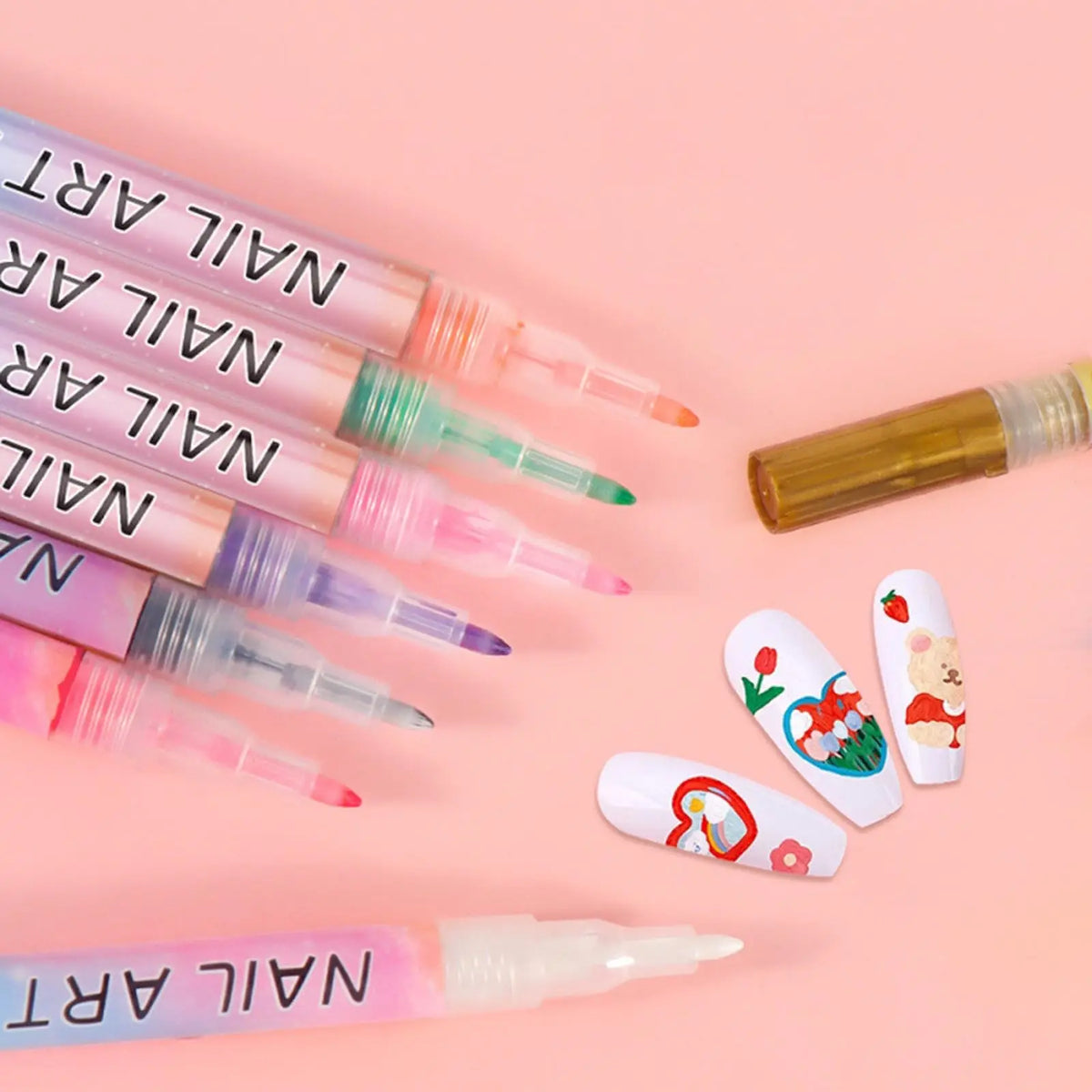 12 Colors Nail Art Pens Quick-dry DIY Design Markers Colorful Drawing