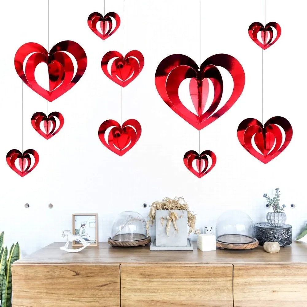 Glitter Heart Sequin Hanging Curtain Decor – 16 PCS Set