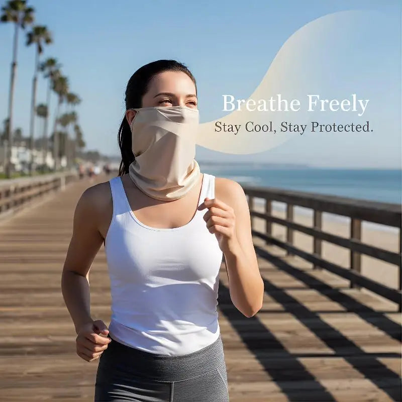 Ice Silk Women's Face & Neck UV Sun Cover – Lightweight Mask