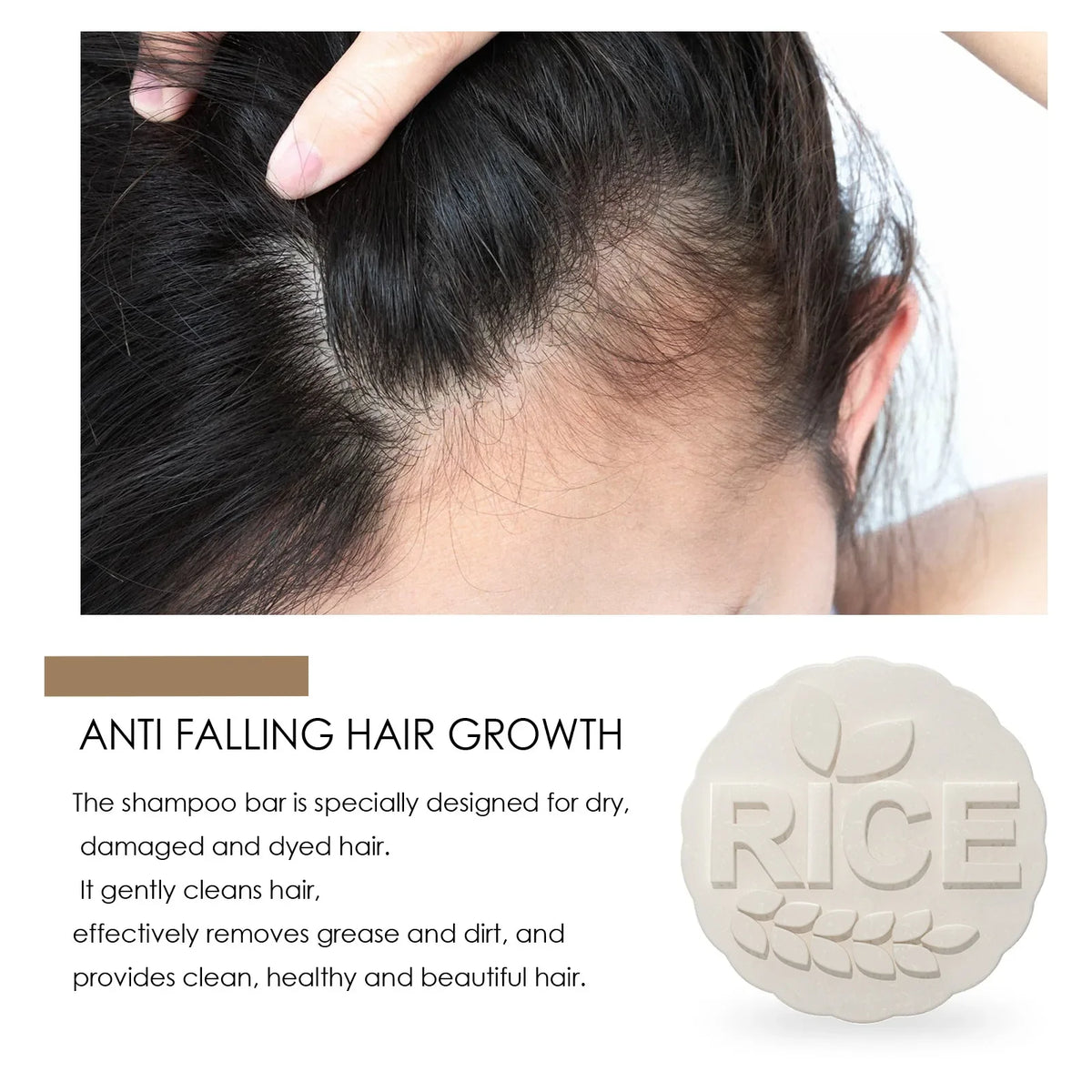 Rice Shampoo Bar – Anti Hair Loss, Nourishing & Strengthening