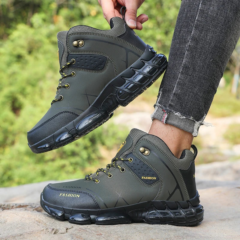 Men's Waterproof High-Top Hiking Boots – Non-Slip Trekking Shoes