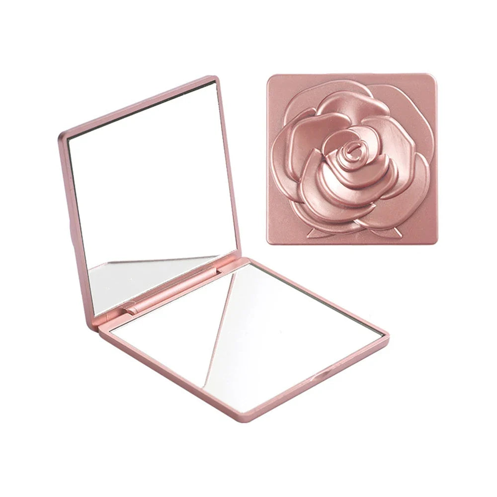 Square Rose Mirror Storage Bag Lady Portable Handheld Folding