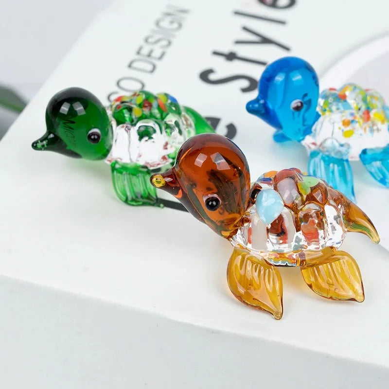 Cute Glass Turtle Miniature Figurine Japan Cartoon Sea Animal