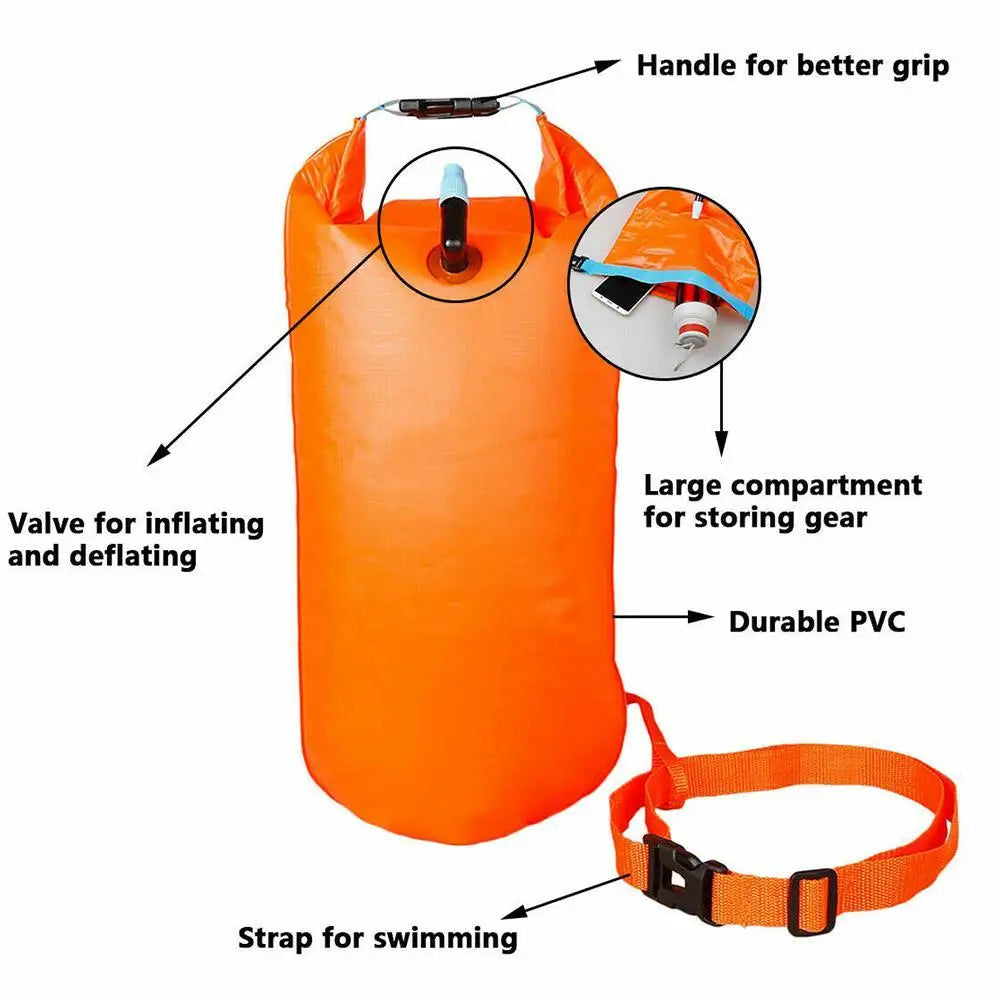 Open Water Swim Buoy Float | Dry Bag & Adjustable Waist Belt