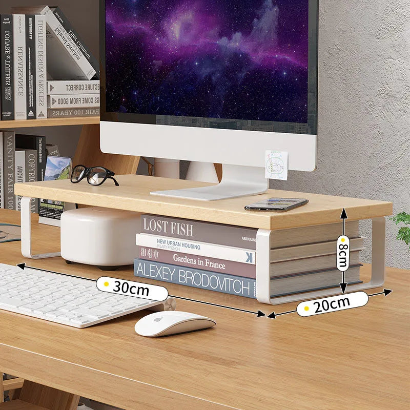 Monitor Stand & Desk Organizer – Iron Storage Shelf Riser
