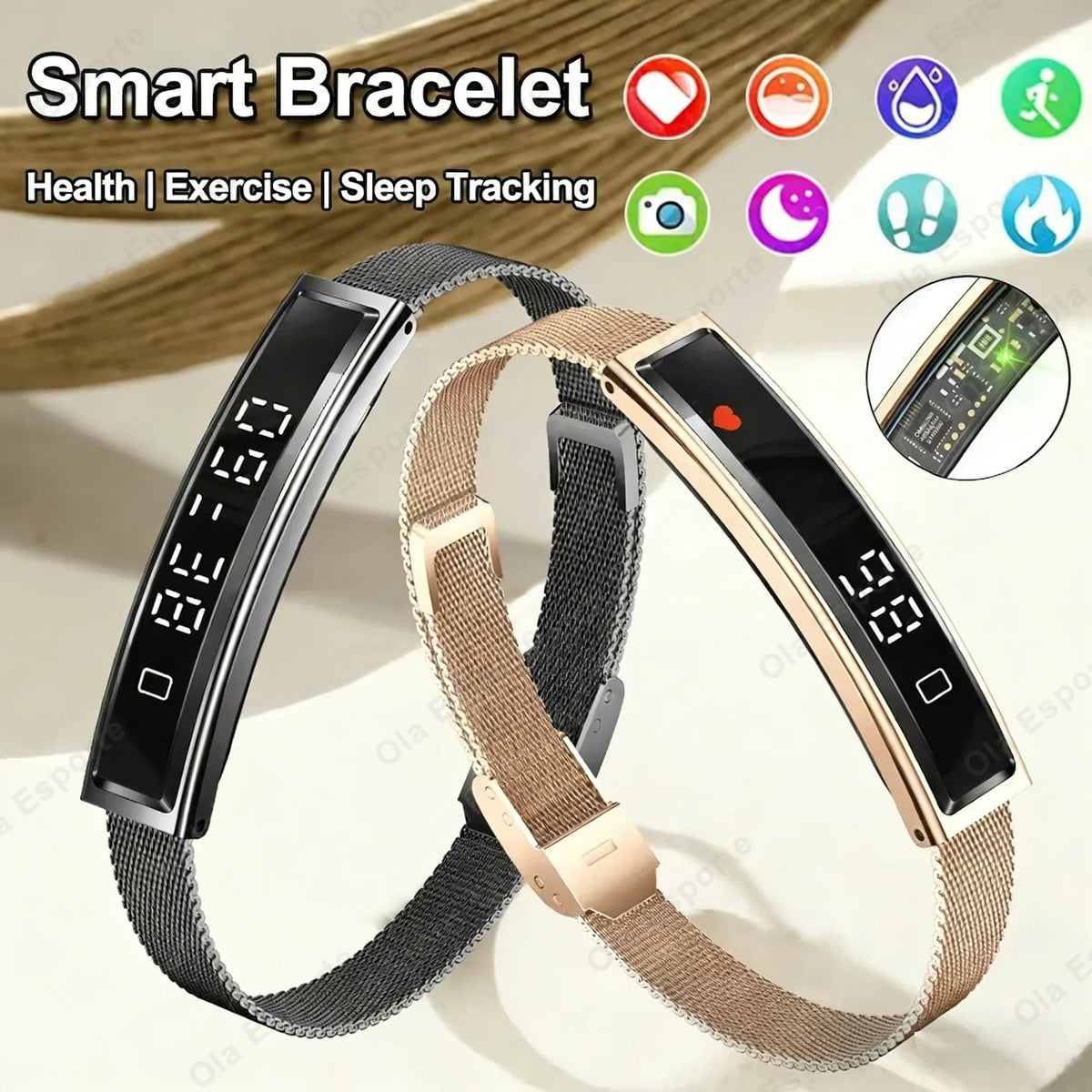 Health Smart Bracelet Men Women Fitness Sports Band Stress Test HRV