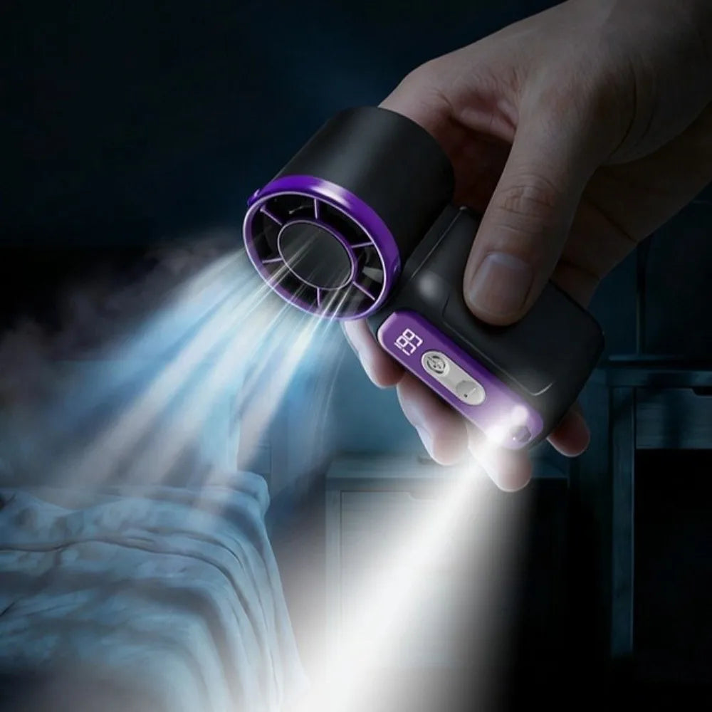 USB Rechargeable Mini Handheld Fan – Digital Display Turbo