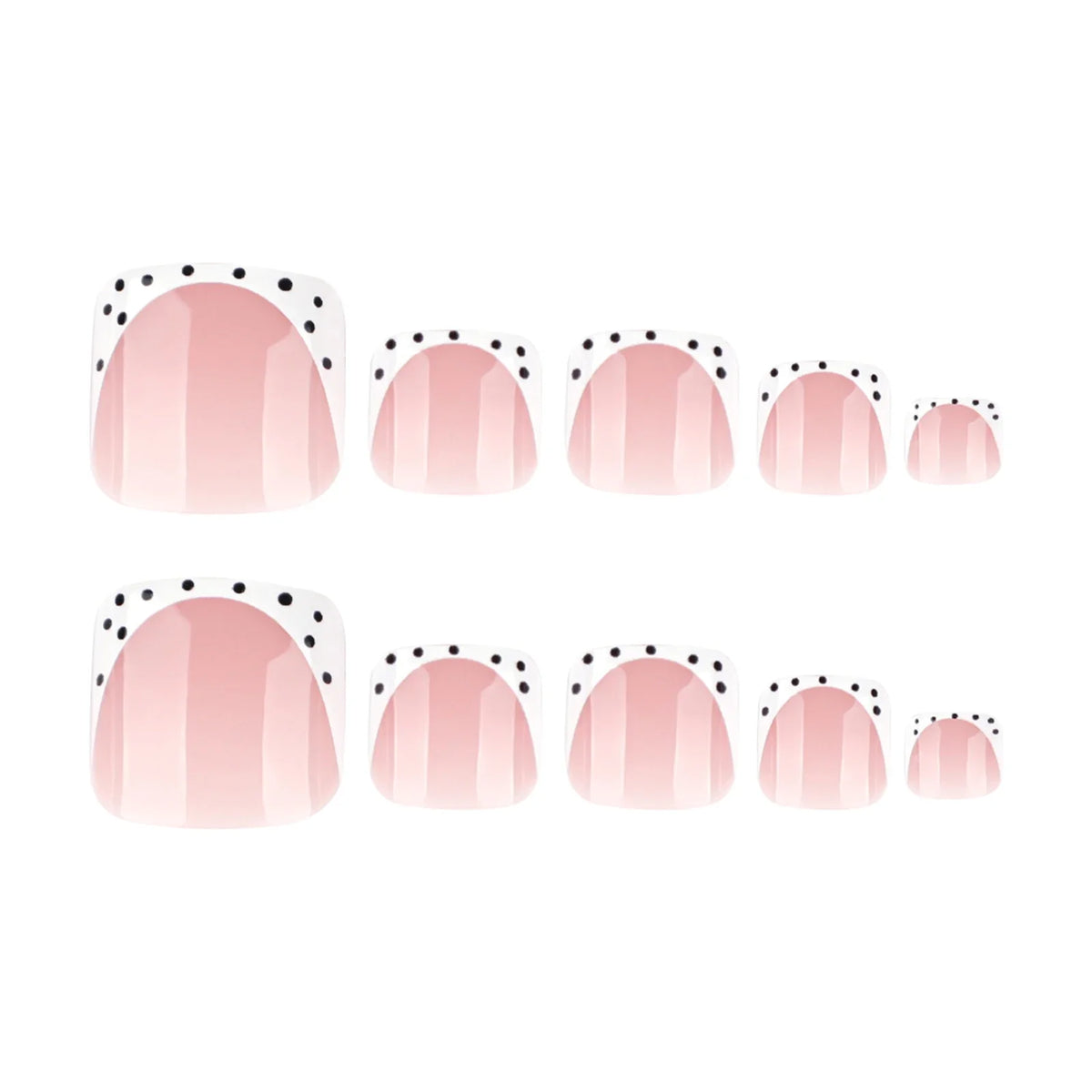 French False Toe Nails Black Polka Dot Designs Press Toenails