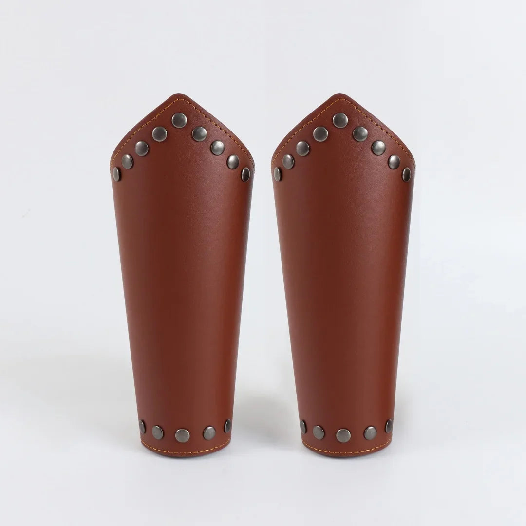 Medieval PU Leather Gauntlet Wristband Arm Bracers Punk Bracer Wrist