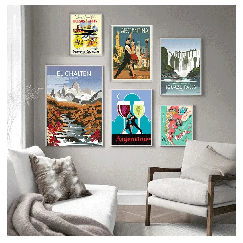 Argentina Vintage Travel Canvas Poster | Retro Wall Art