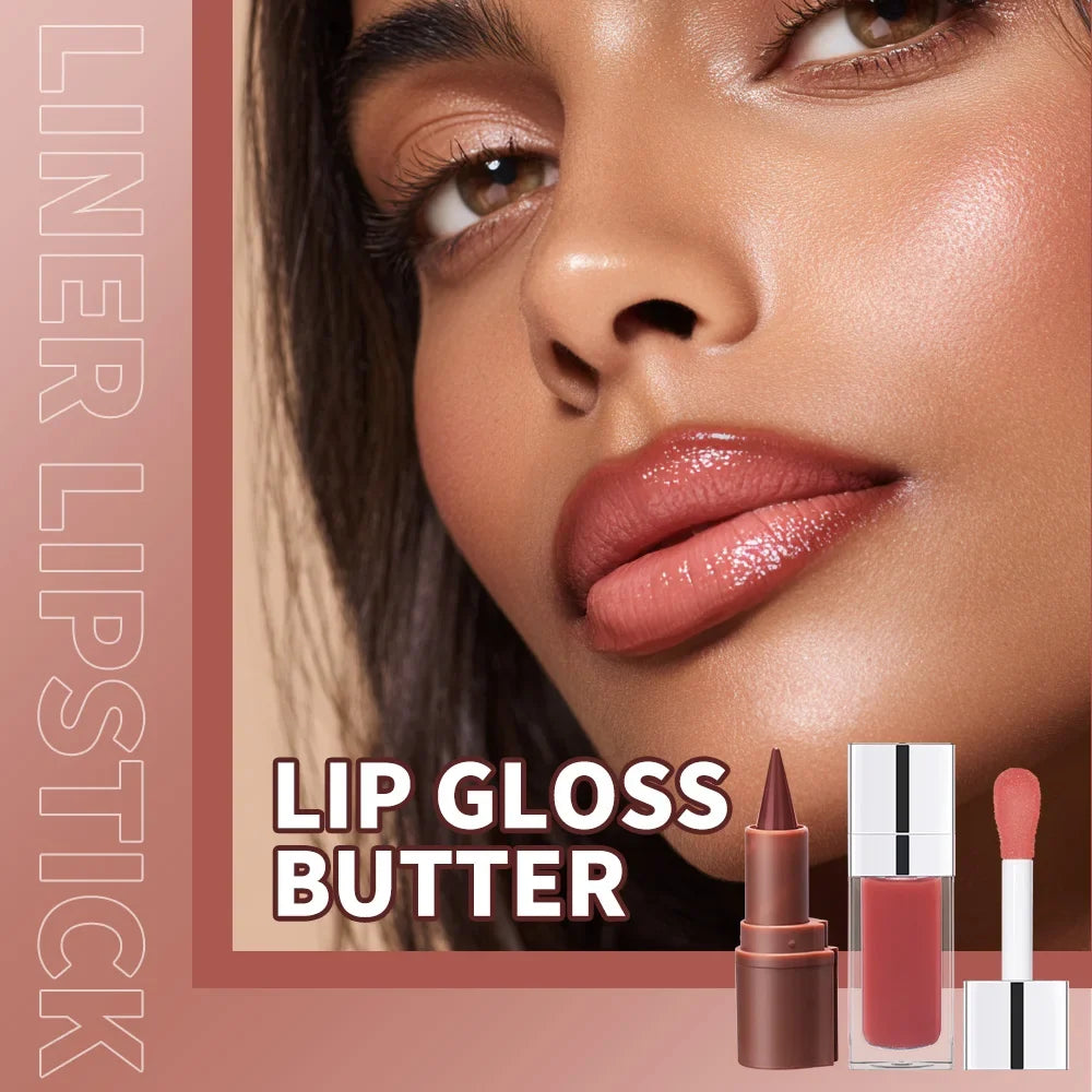 Lakerain Lip Liner & Gloss Combo Set – Long-Lasting Moisturizing