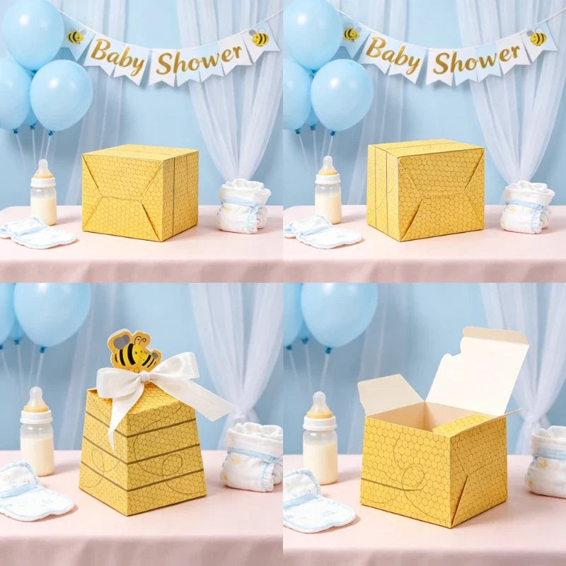 20 Bee Party Favor Boxes – Honeycomb Treat Boxes for Events