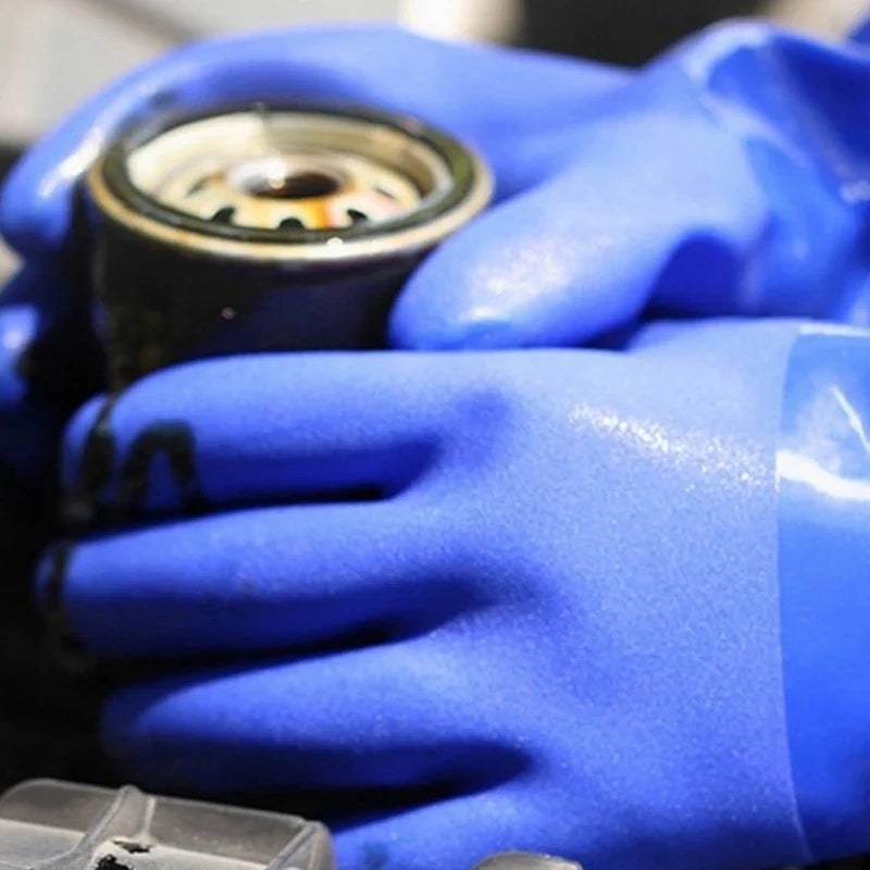PVC Industrial Rubber Gloves – Anti-Slip Waterproof Chemical Work