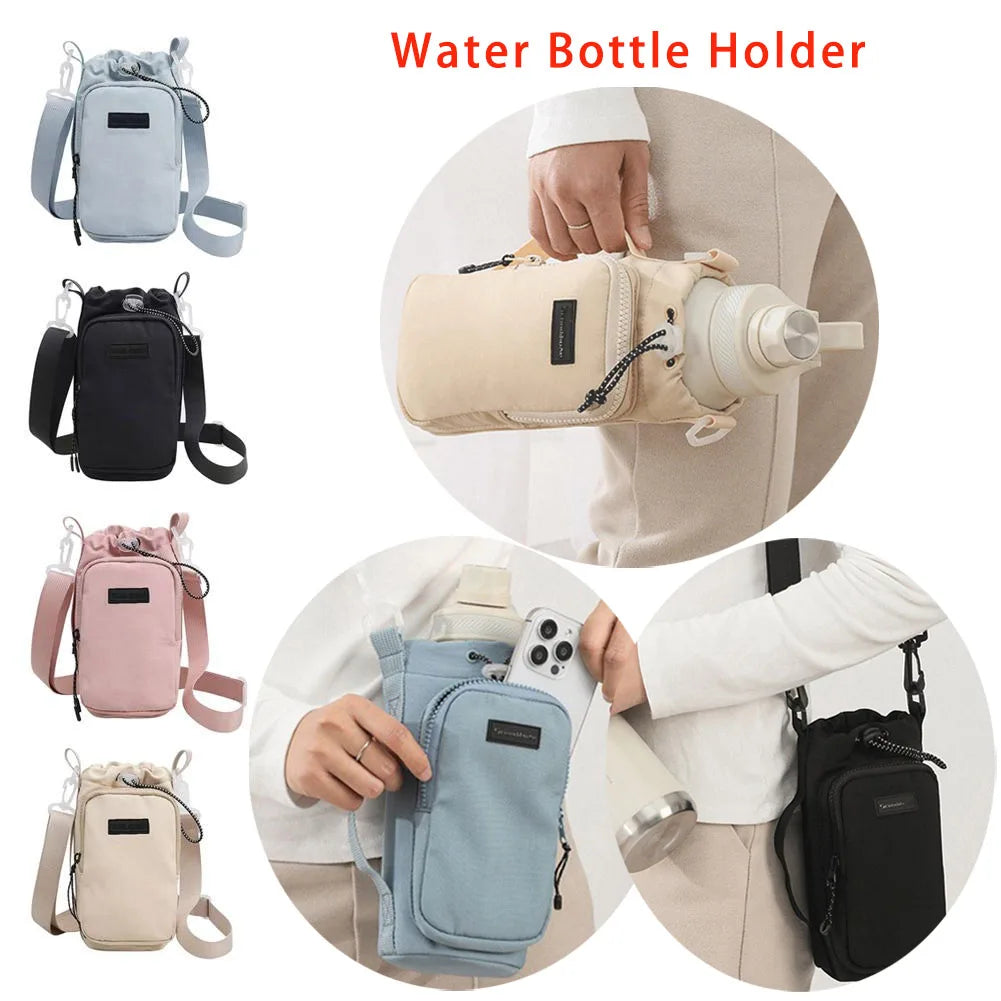 Insulated Water Bottle Sling Bag with Phone Pocket & Strap