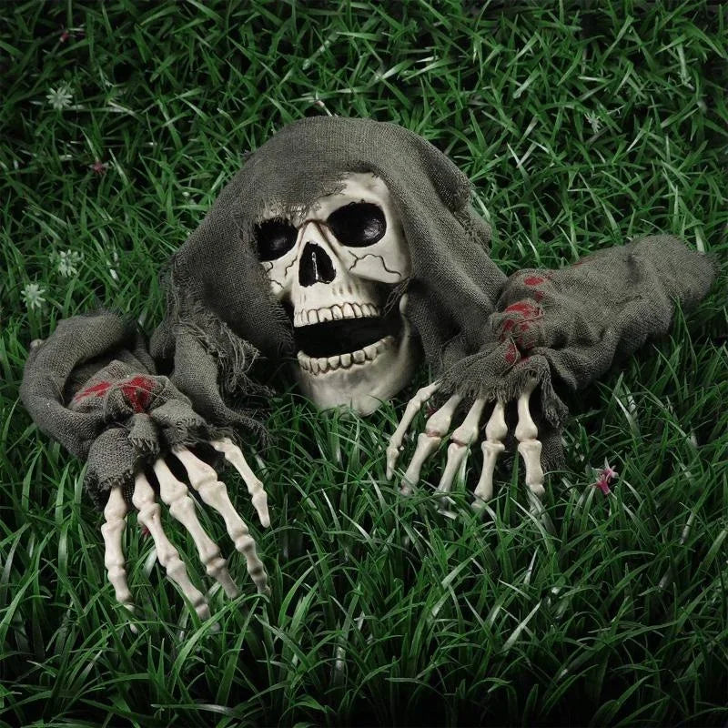 Halloween Crawling Ghost Skull & Arm Figurines – 3-Piece Decor